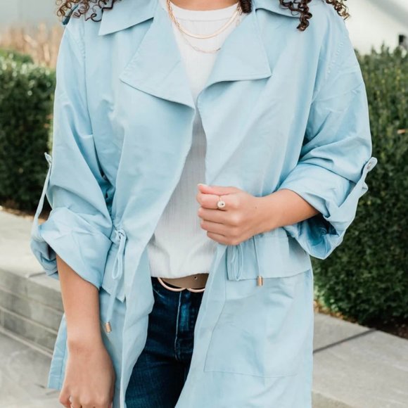 Love Tree Dawn Blue Collared Jacket Size S - Picture 1 of 2